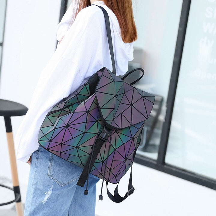 Best-Selling Luminous Geometric Rhombus Backpack for Men and Women Glossy.pk