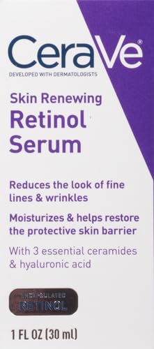 CeraVe Anti Aging Retinol Serum | Cream Serum for Smoothing Fine Lines and Skin Brightening | With Retinol, Hyaluronic Acid, Niacinamide, and Ceramides | 1 Ounce CeraVe