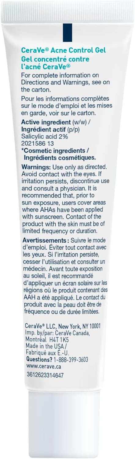 CeraVe Acne Control Gel For Face, Pimple & Pores, With Salicylic Acid, 3 Essential Ceramides, Niacinamides. Developed with Dermatologists, Non-Comedogenic, Oil-Free, Fragrance-Free, 40ml CeraVe