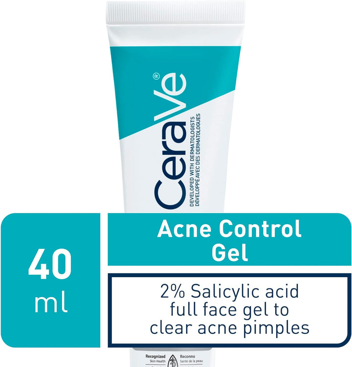 CeraVe Acne Control Gel For Face, Pimple & Pores, With Salicylic Acid, 3 Essential Ceramides, Niacinamides. Developed with Dermatologists, Non-Comedogenic, Oil-Free, Fragrance-Free, 40ml CeraVe