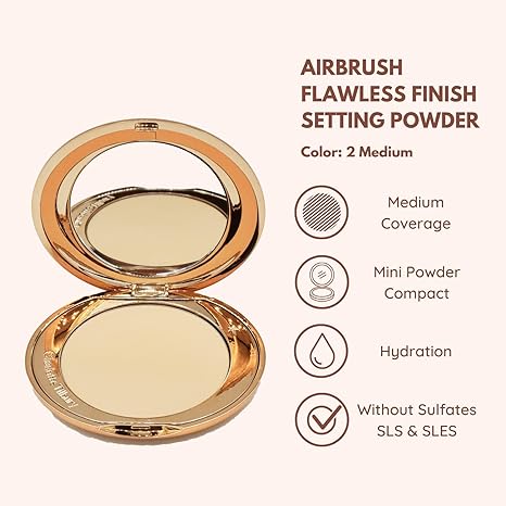 Charlotte Tilbury Airbrush Flawless Finish Setting Powder - 2 Medium for Matte Perfection Charlotte Tilbury