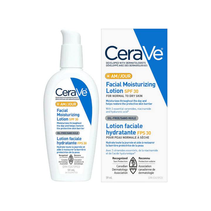 CeraVe AM Facial Moisturizing Lotion with SPF 30 | Oil-Free Face Moisturizer with SPF | Formulated with Hyaluronic Acid, Niacinamide & Ceramides | Non-Comedogenic | Broad Spectrum Sunscreen CeraVe