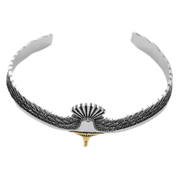 Cross border temu amazon hot sale vintage distressed eagle bracelet for men and women domineering eagle wings open bracelet Glossy.pk