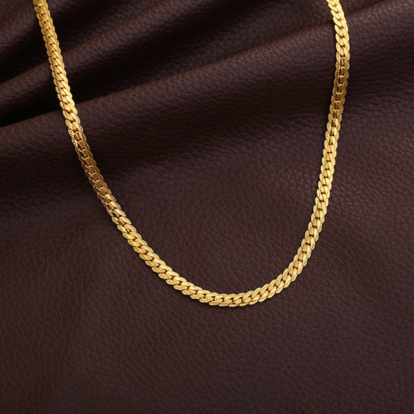 TEMU New European and American Hot Selling 5MM Full Side Body Necklace Cross-border Personality Simple Gold Plated Necklace 20 Inch Chain