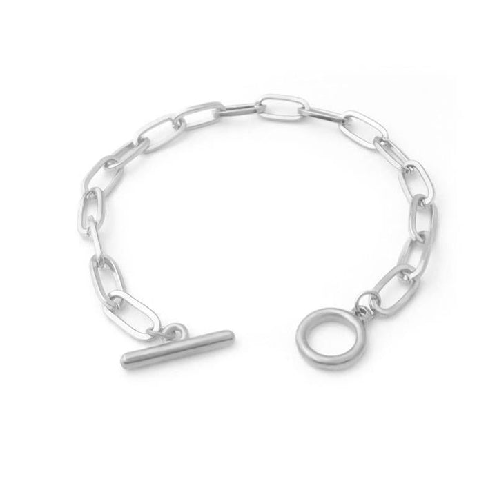 European and American new ins fashion and versatile 18K gold-plated stainless steel bracelet women's retro gold OT clasp bracelet bracelet Glossy.pk