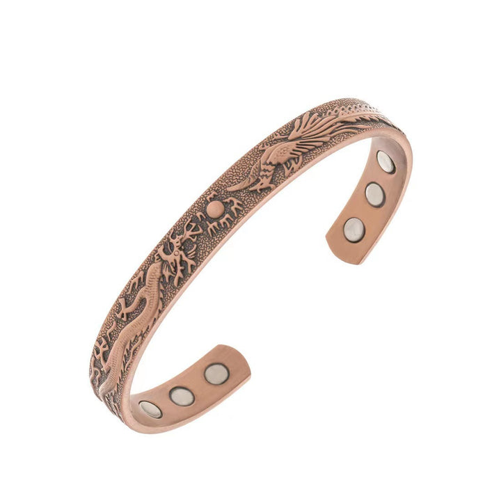 Cross border red copper bracelet phoenix pattern magnetic red copper bracelet European and American wind magnetic dragon and phoenix bracelet wholesale
