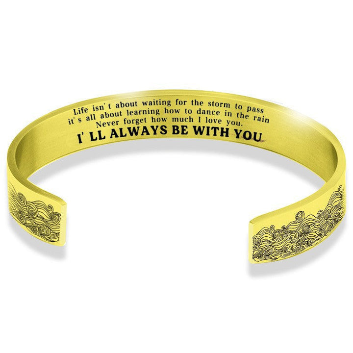 Cross Border Wave Bracelet I'LL ALWAYS BE WITH YOU 10mm Open Bracelet Ornament Glossy.pk