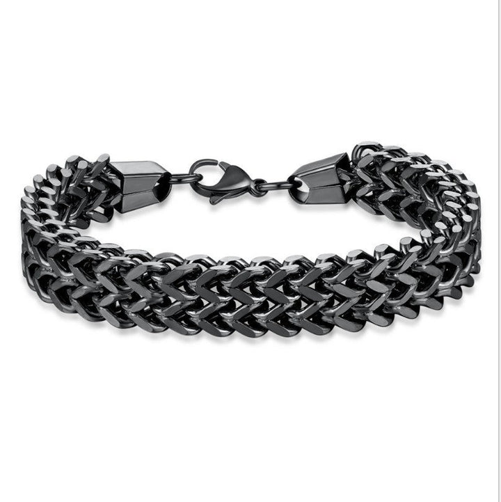 ZHONGYI EUROPEAN AND AMERICAN HIP HOP TITANIUM STEEL DOUBLE-ROW SINGLE-ROW BRACELET POSITIVE AND NEGATIVE MESH 5X10MM STAINLESS STEEL BRACELET WHOLESALE Glossy.pk