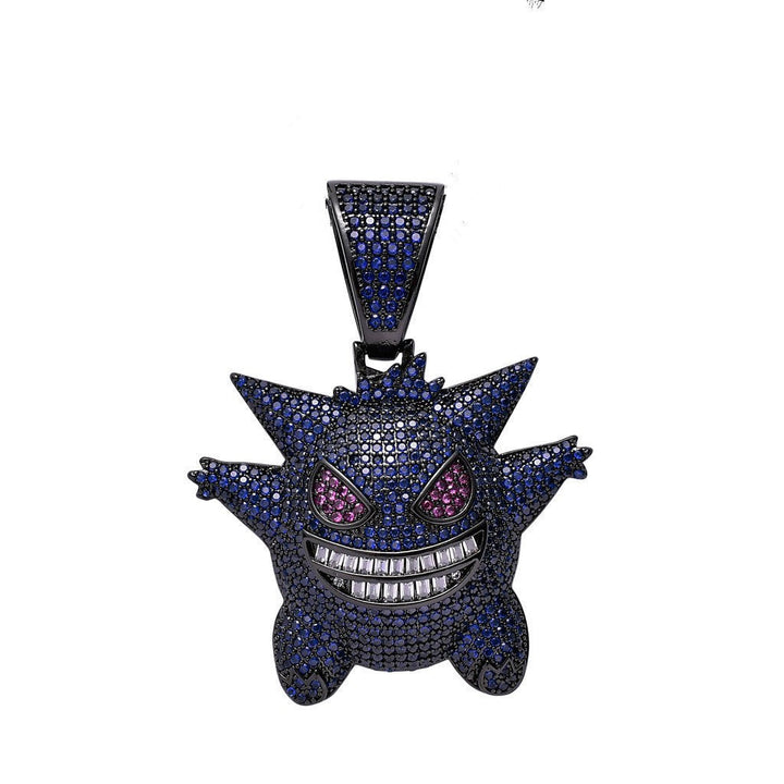 Zhongyi cross-border European and American hip hop elf cartoon funny necklace micro inlaid purple zircon pendant factory wholesale Glossy.pk