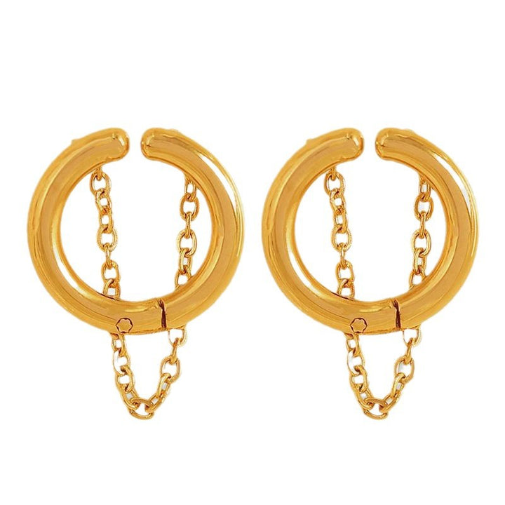 European and American wholesale simple and small no ear piercing ear clips female titanium steel fashion sense ear bone clips niche design fashion temperament Glossy.pk