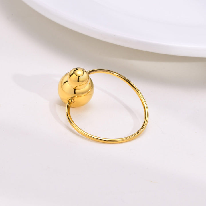 Cross-border foreign trade, personality size, steel balls, open rings, tail rings, titanium steel plated 18K gold, non-allergic temperament women Glossy.pk