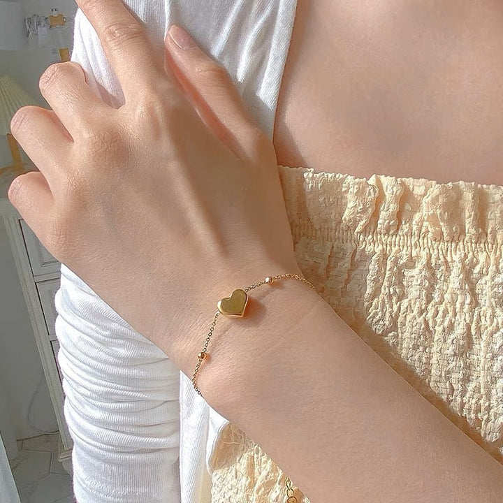 Cross-border, European and American hot-selling style, heart-shaped double-layered new bracelet, stainless steel, fashion hand jewelry, versatile and trendy with 28 Glossy.pk