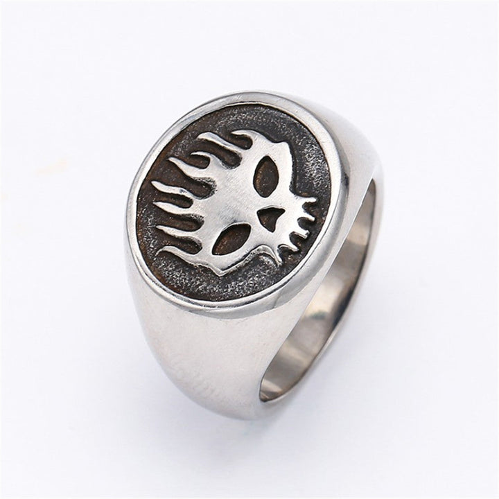 Zhongyi AliExpress Explosive Men's Titanium Steel Punk Flame Skull Ring European and American fashion hand accessories Glossy.pk
