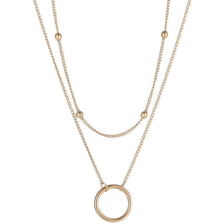New circle simple double necklace women's ins cold wind pendant light luxury niche accessories Internet celebrity exquisite jewelry