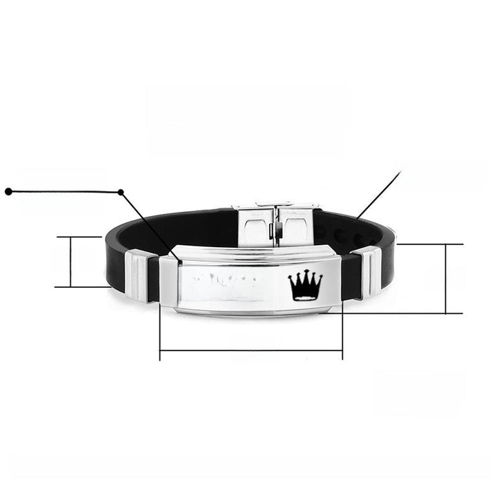 Cross-border foreign trade HIS QUEEN HER KING trendy fashion stainless steel couple bracelet can be engraved Glossy.pk