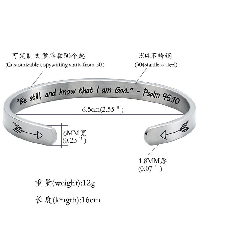 Cross-border foreign trade jewelry Be stilland know that I am god stainless steel bracelet Glossy.pk