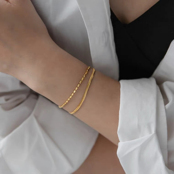 Cross-border European and American hot-selling style love heart-shaped double-layer new bracelet stainless steel fashion hand jewelry versatile and trendy