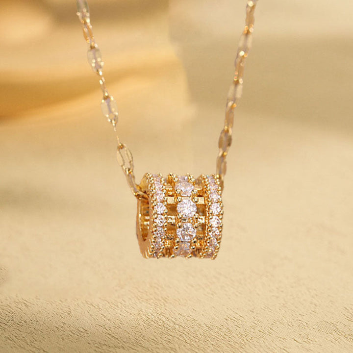 New Real Gold Electroplated Copper Micro Inlay Hollow Full Diamond Small Man Waist Pink Diamond Flower Series Stainless Steel Necklace Wholesale 16 Glossy.pk