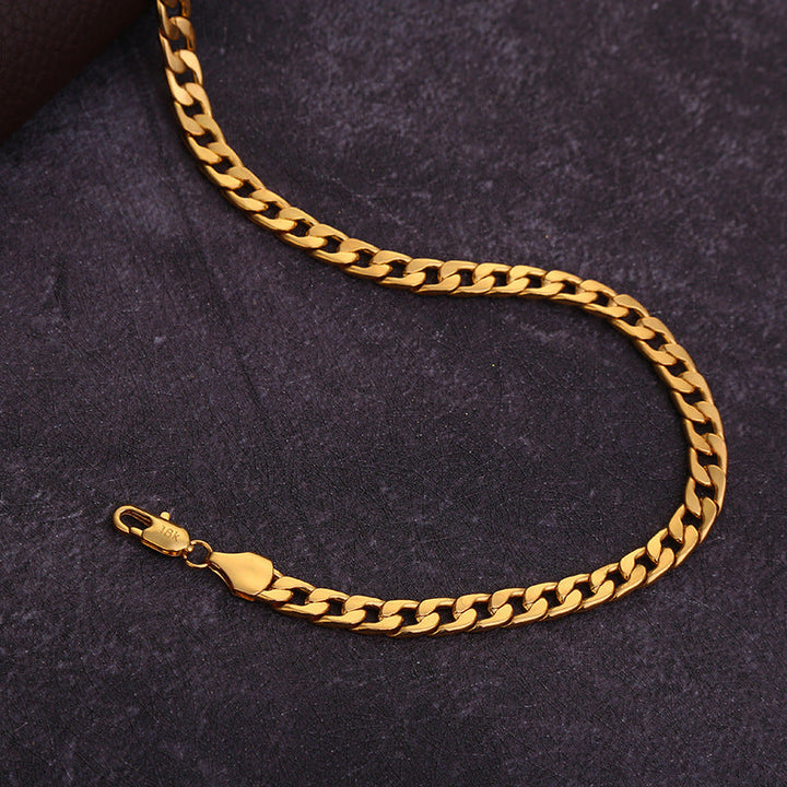 Cross-border jewelry Europe and the United States fashion new gold necklace plated 18K gold men's 6MM side necklace factory wholesale Glossy.pk