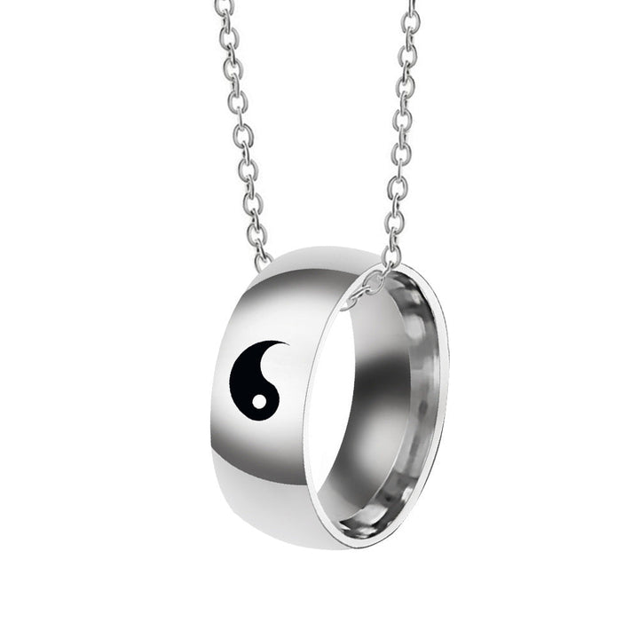 Cross-border hot sale Yin and Yang Tai Chi Symbol Ring Necklace Ring Necklace for men and women couples Glossy.pk