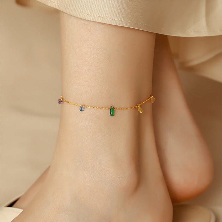 Sense of luxury, delicate shell claw diamond, starfish, titanium steel anklet, sweet ocean style, new ankle and foot chain 22 Glossy.pk