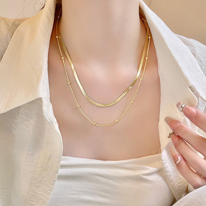 European and American cross-border Internet celebrities with the same blade chain, flat snake chain, twist chain, double-layer necklace, design sense necklace, wholesale women's 32 Glossy.pk