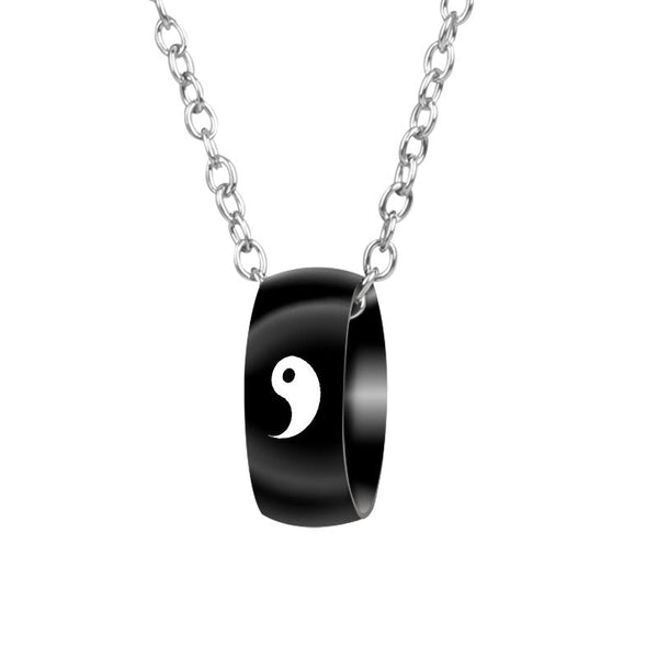 Cross-border hot sale Yin and Yang Tai Chi Symbol Ring Necklace Ring Necklace for men and women couples Glossy.pk