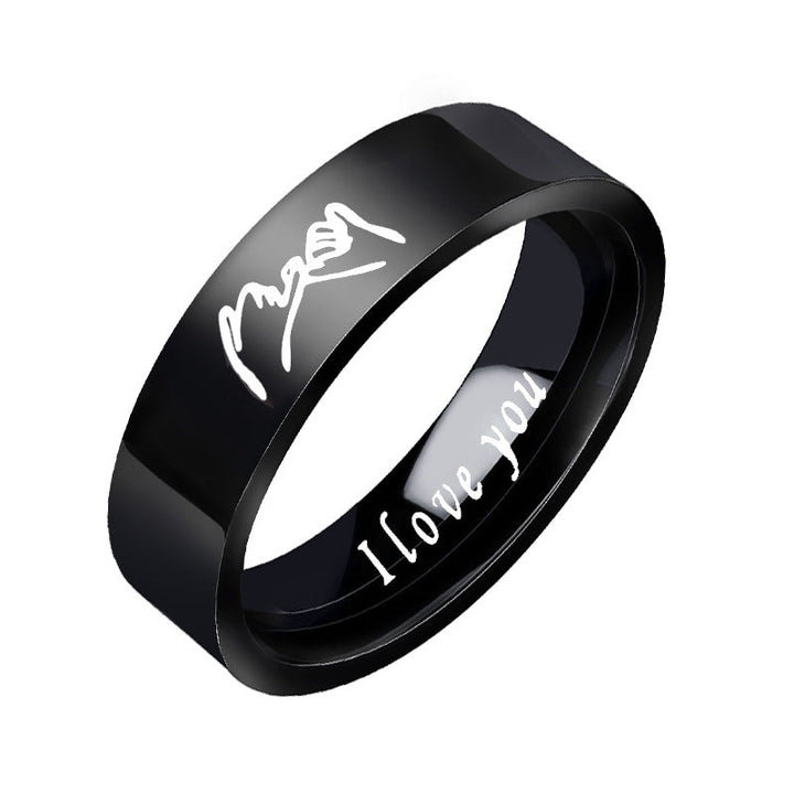 Cross-border foreign trade jewelry stainless steel couple ring I LOVE YOU 8mm ring valentine's day gift Glossy.pk