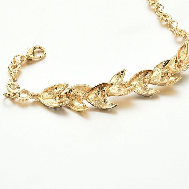 Sino-Iran cross-border jewelry 18K gold leaf bracelet European and American fashion wedding jewelry women's diamond bracelet wholesale