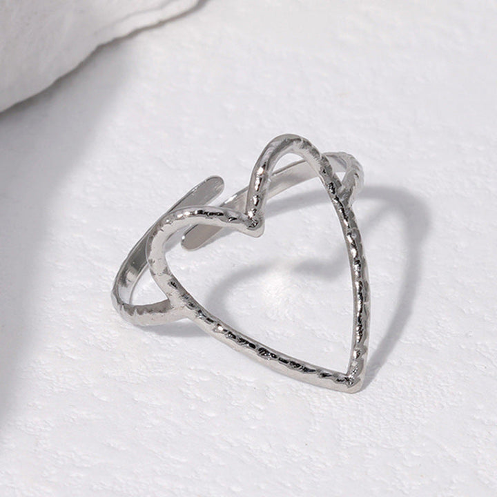 Europe and America wholesale personality exaggerated stainless steel love ring INS wind 18K gold plated ring opening adjustable ring Glossy.pk