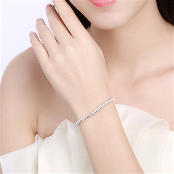 In China and Europe European and American popular jewelry simple silver-plated snake chain bracelet AliExpress 3MM snake bone bracelet manufacturers wholesale