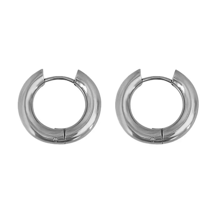 European and American INS style creative splicing 18k gold-plated stainless steel jewelry gold and silver hoop earrings women's jewelry does not fade Glossy.pk