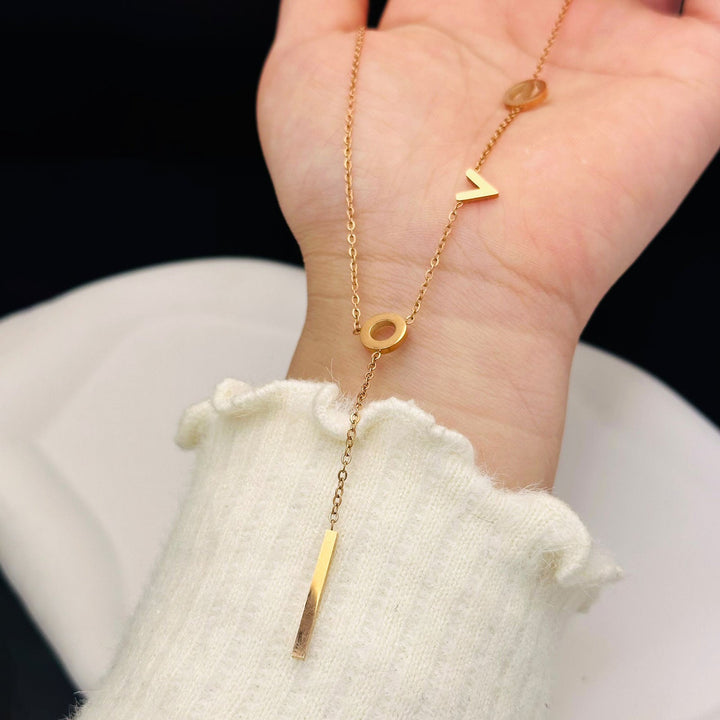 Titanium steel LOVE letter titanium steel necklace women's instide fashion letter clavicle chain simple temperament net red stainless steel Glossy.pk