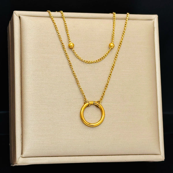 New circle simple double necklace women's ins cold wind pendant light luxury niche accessories Internet celebrity exquisite jewelry
