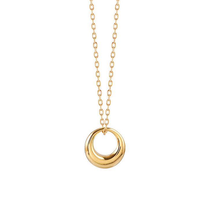 Titanium steel does not fade INS niche simple high-end sense 18K gold geometric circle necklace women's light luxury exquisite clavicle chain Glossy.pk