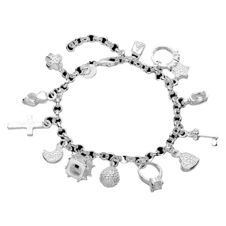 European and American hot-selling 925 silver fashion thirteen pendant bracelet women's multi-element bracelet cross-border jewelry source factory