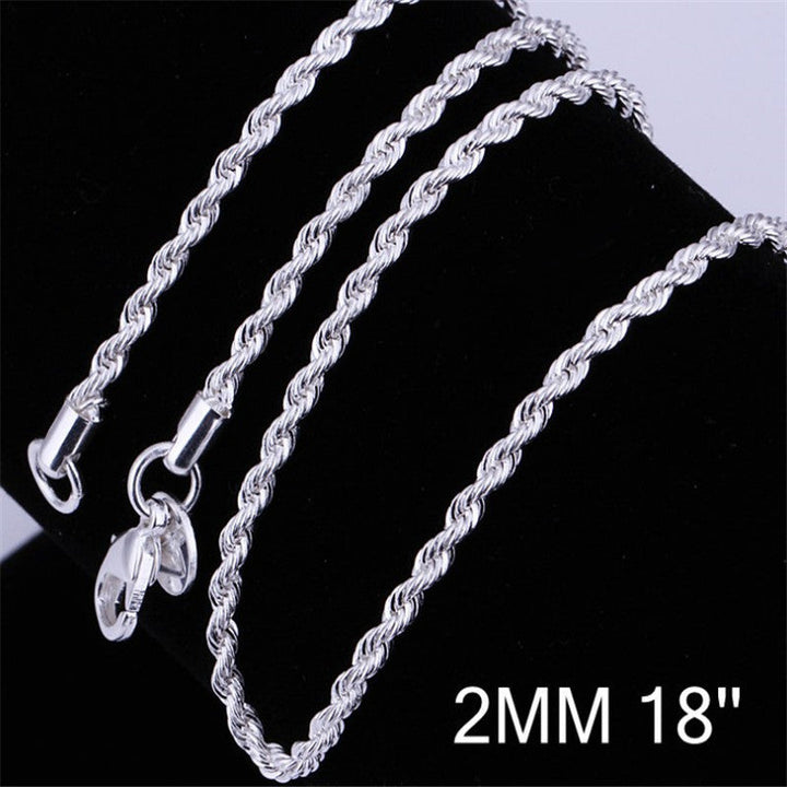 Cross-border TEMU hot sale European and American trend jewelry twist necklace silver-plated 2MM flash twist rope necklace twist chain wholesale Glossy.pk