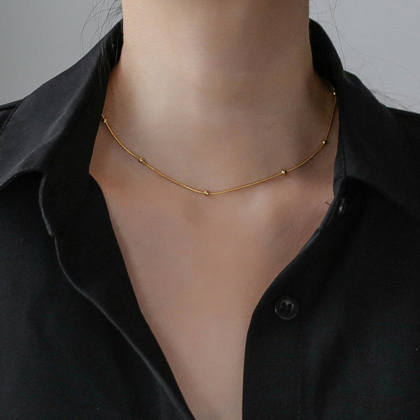 Simple and cold style, small beads, beads, necklaces, temperament, personality, Internet celebrities, hipsters, ins style, Korean wild, non-fading, wholesale Glossy.pk