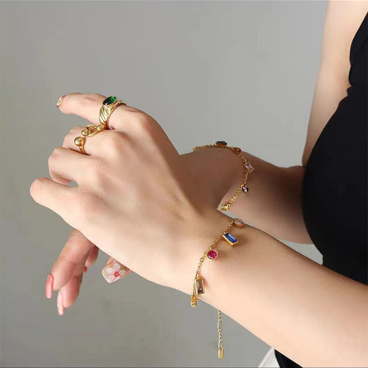 Cross-border, European and American hot-selling style, heart-shaped double-layered new bracelet, stainless steel, fashion hand jewelry, versatile and trendy with 28 Glossy.pk