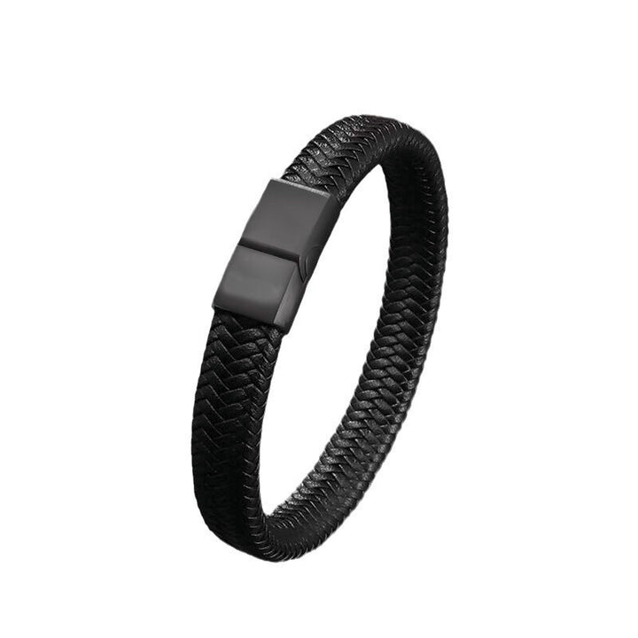European and American temu cross-border hot selling men's leather magnetic buckle head bracelet retro simple woven mesh bracelet bracelet