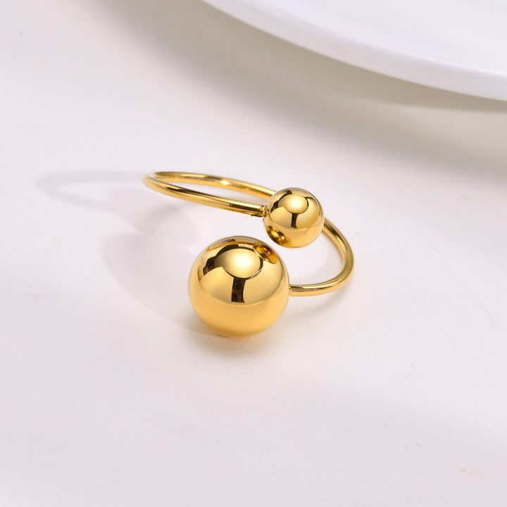 Cross-border foreign trade, personality size, steel balls, open rings, tail rings, titanium steel plated 18K gold, non-allergic temperament women Glossy.pk