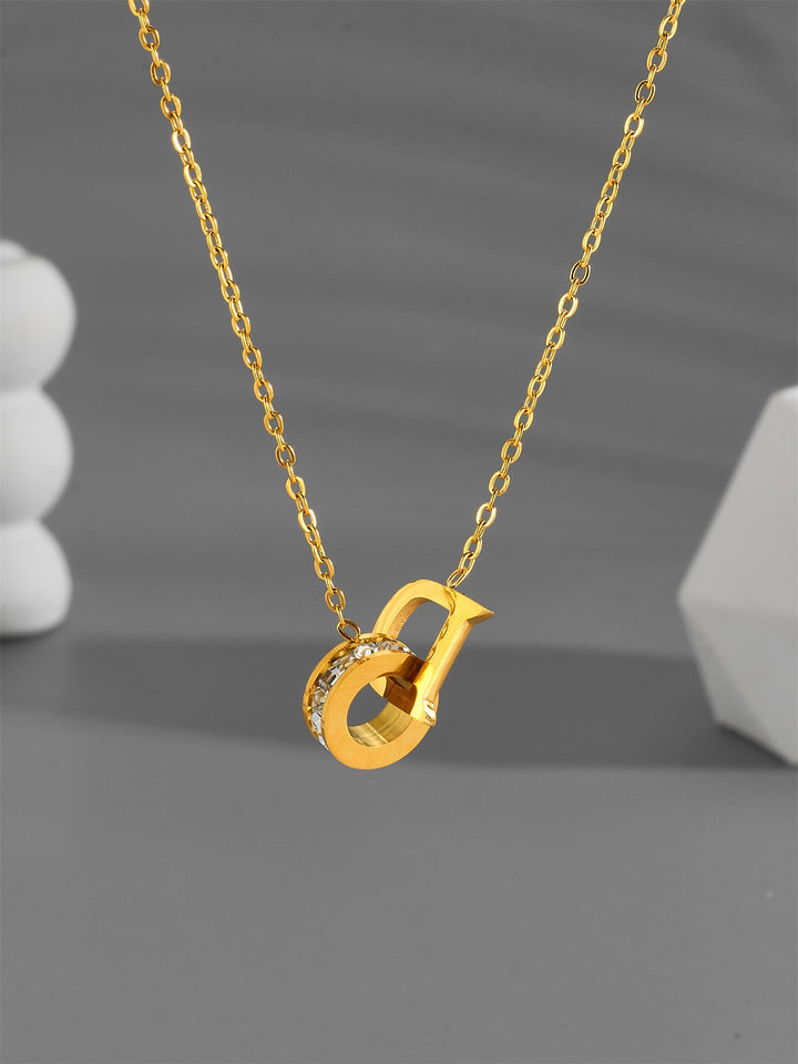 Titanium steel emerald geometric necklace high-grade cold style clavicle necklace fashion temperament accessories do not fade 34 Glossy.pk