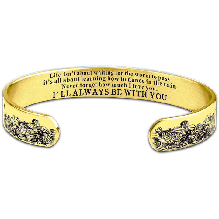 Cross Border Wave Bracelet I'LL ALWAYS BE WITH YOU 10mm Open Bracelet Ornament Glossy.pk