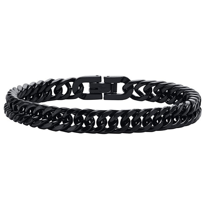 temu cross-border domineering titanium steel jewelry buckle bracelet simple stainless steel European and American style Cuban chain bracelet spot wholesale Glossy.pk