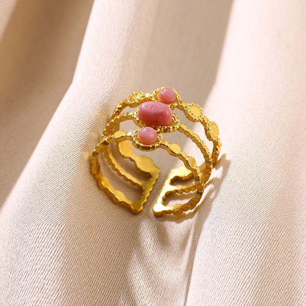 European and American cross-border hot wholesale tiger's eye pre-owned open ring niche retro unique metal ring index finger Glossy.pk