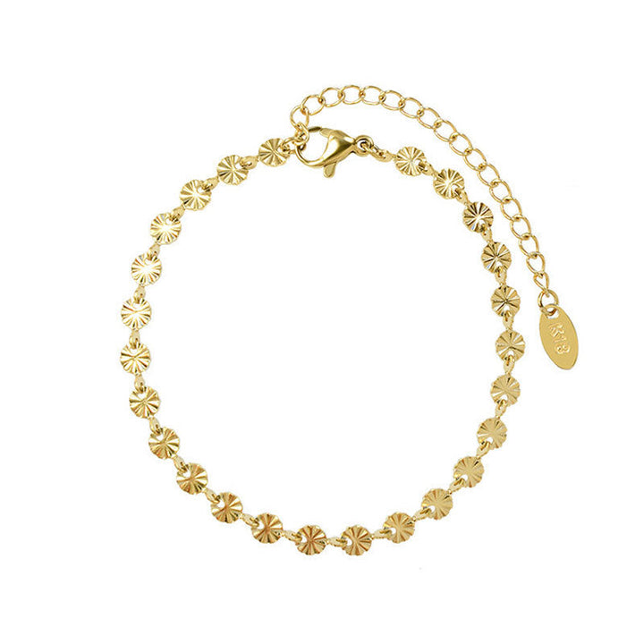 Simple embossed bracelet, women's high-end temperament, fashionable and versatile, atmospheric necklace, titanium steel, non-fading, female Internet celebrity clavicle chain Glossy.pk