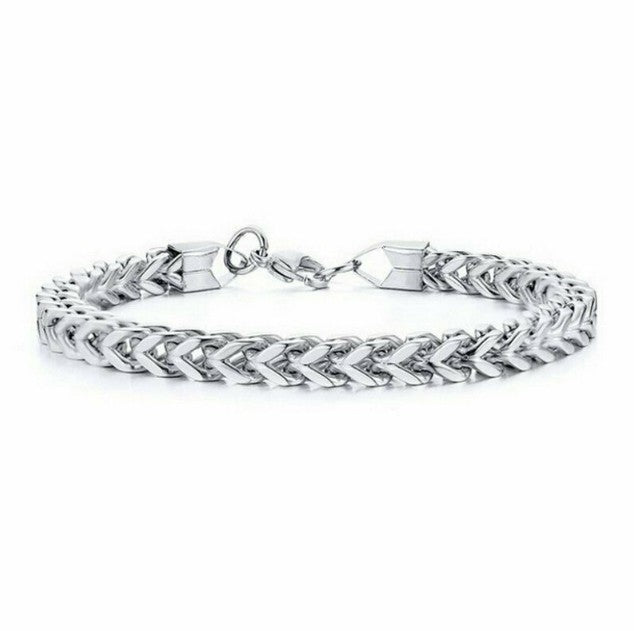 ZHONGYI EUROPEAN AND AMERICAN HIP HOP TITANIUM STEEL DOUBLE-ROW SINGLE-ROW BRACELET POSITIVE AND NEGATIVE MESH 5X10MM STAINLESS STEEL BRACELET WHOLESALE Glossy.pk