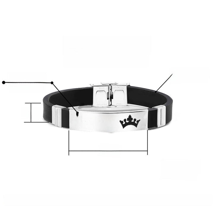 Cross-border foreign trade HIS QUEEN HER KING trendy fashion stainless steel couple bracelet can be engraved Glossy.pk
