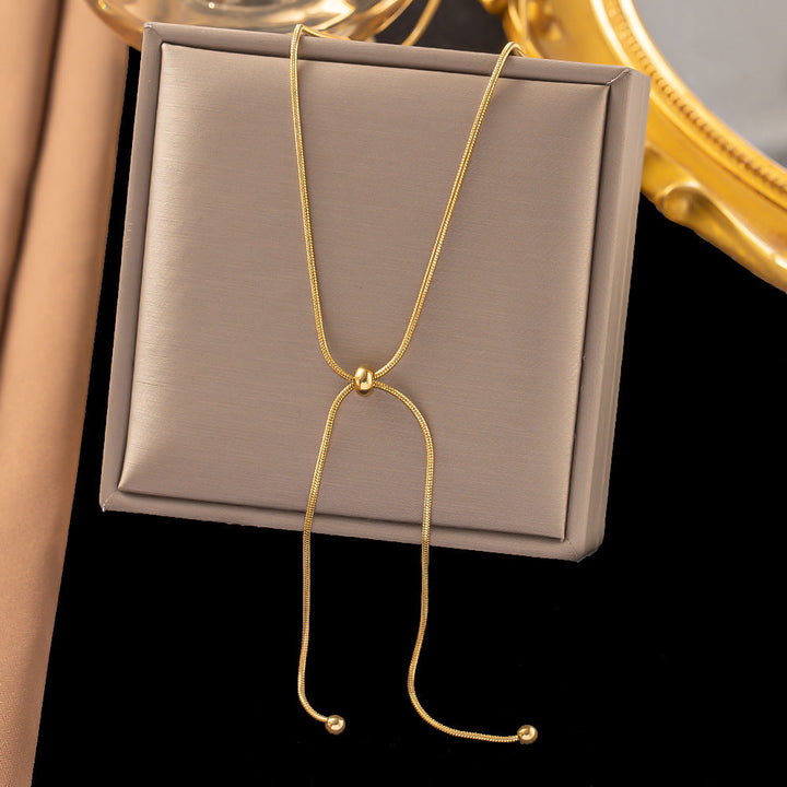 Cross-border wholesale necklace women's non-fading, light luxury titanium steel, new women's niche versatile fashion clavicle chain gold color 33 Glossy.pk