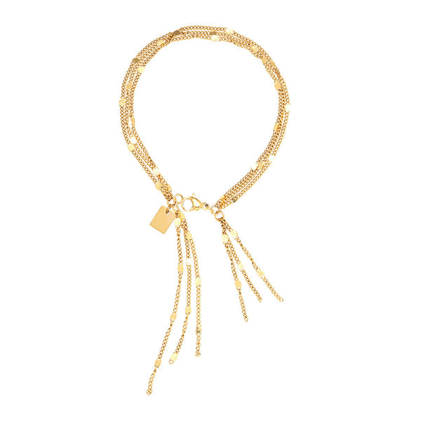 European and American sense of luxury, niche, light luxury, sparkling, three-layer tassel gentle bracelet, titanium steel plated with 18K gold, does not fade